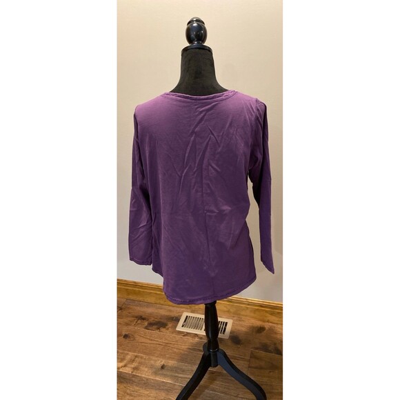 Woolrich Distressed T Shirt Top XL Purple Eggplant 100% Cotton Oversized Blouse - Picture 5 of 12
